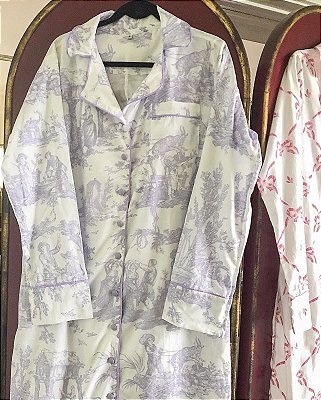 Camisola manga longa toile de jouy lavanda - tamanho único