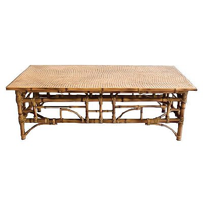 Mesa de centro de bambu com palha (1,20 x 0,80)