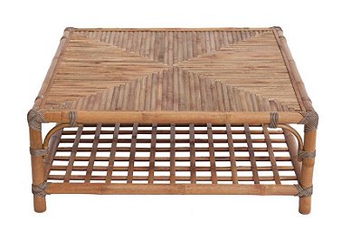 Mesa de centro quadrada de bambu (0,90 x 0,90)