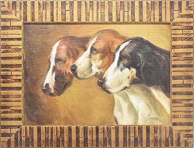 Quadro 3 cachorros em perfil