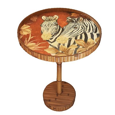 Mesa de apoio M bambu com desenho de zebra