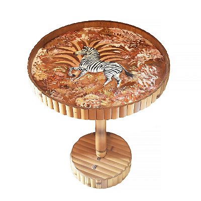 Mesa de apoio P bambu com desenho de zebra