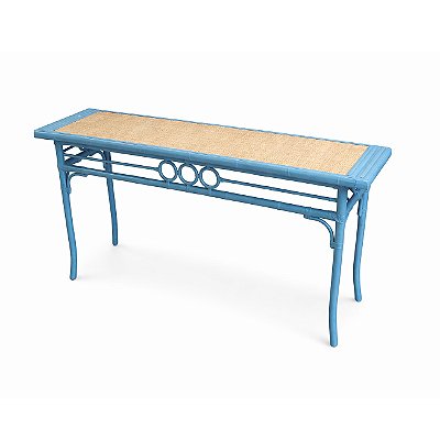 Aparador bambu com tampo de palha colorido (1,5m)