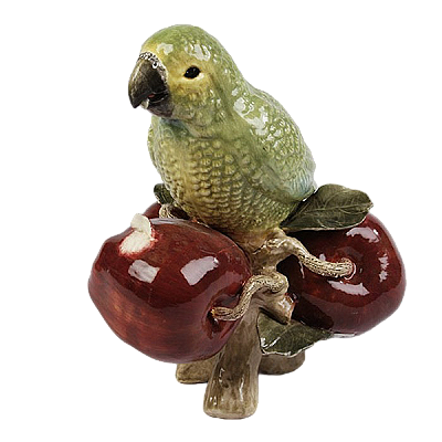 Papagaio no tronco com maçãs