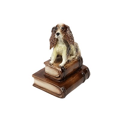 Cachorro sentado nos livros