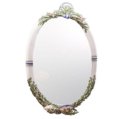 Espelho oval coral 65 x 42 cm