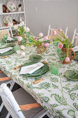 Toalha de mesa floral verde (2,80 x 1,60)