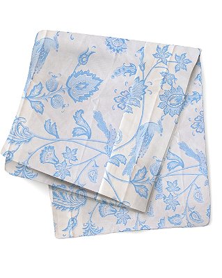 Toalha de mesa floral azul claro (3,60 x 1,40)+30cm barrado