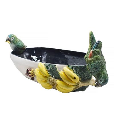 Floreira M com casal papagaios e bananas (64 cm)