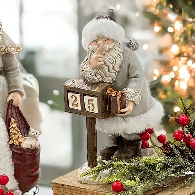 Papai Noel em resina com calendário AC212