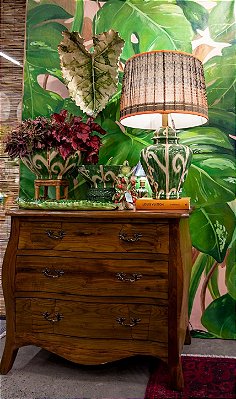Base abajur potiche ikat verde