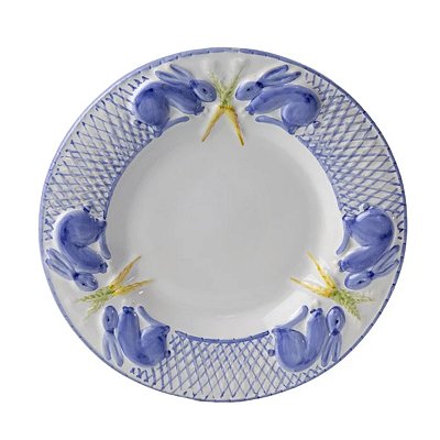 Prato raso Coelho Azul Relevo com Cenoura (cj com 2)