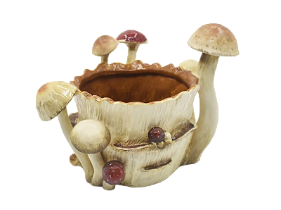 Pré-venda Cachepot tronco P com cogumelos Zanatta Casa (30 cm)