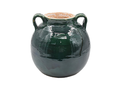 Pré-venda Vaso bola G verde hera e terracota com alças Zanatta Casa