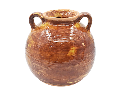 Pré-venda Vaso bola G terracota com alças Zanatta Casa