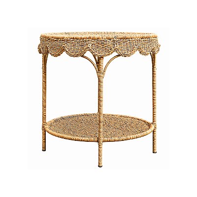 Mesa redonda em junco com borda scallop