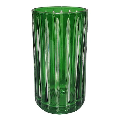 Jogo 6 copos altos verdes com frisos