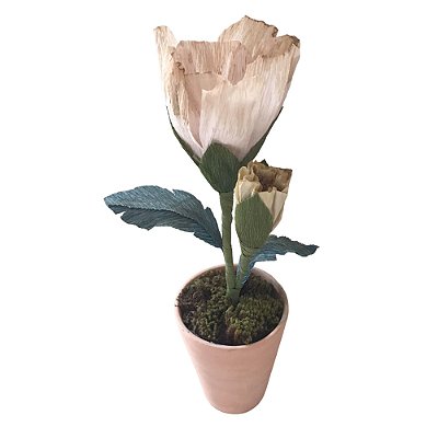 Vaso com tulipa dupla de papel (32 cm)