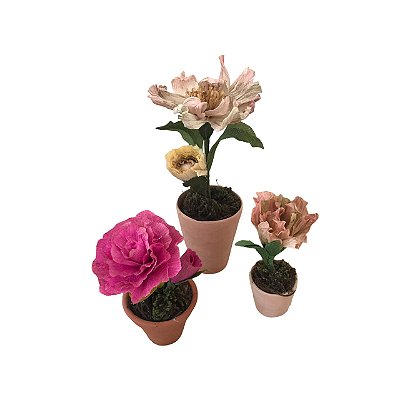 Trio de vasos com flores de papel 4