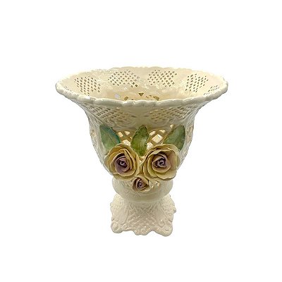 Taça cestaria com aplicação de rosas Zanatta Casa