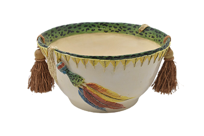 Cachepot Shabby M com pendentes Linha Cocar (38,5 cm)