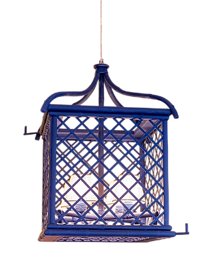 Lustre gaiola treliça G azul