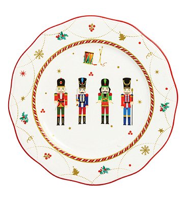 Jogo 4 pratos rasos soldadinhos de Natal Noite Feliz