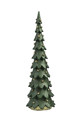 Mini Árvore de natal em resina verde e dourada (17 cm)