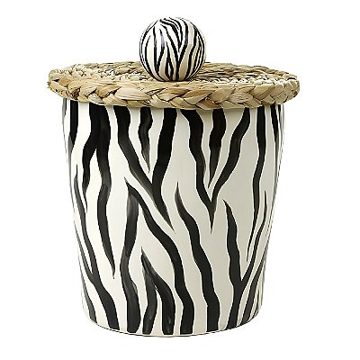 Lixeira zebra com tampa taboa