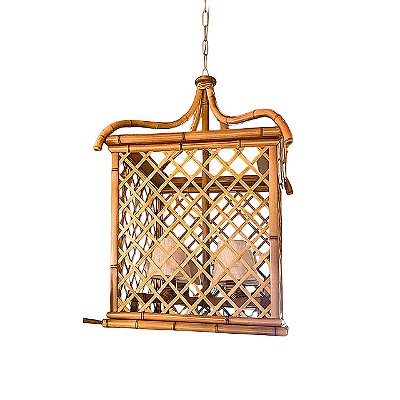 Lustre gaiola treliça bambu