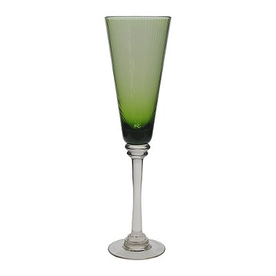 Jogo 6 taças champagne verde canelado
