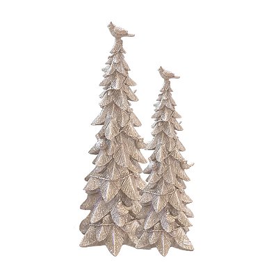 Dupla Mini árvores de natal brancas com pássaros (46 cm)