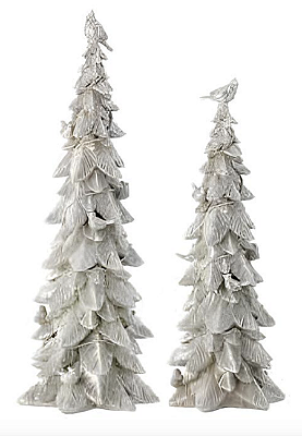 Dupla Mini árvores de natal brancas com pássaros (46 cm)