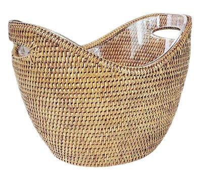 Champanheira em rattan e acrílico