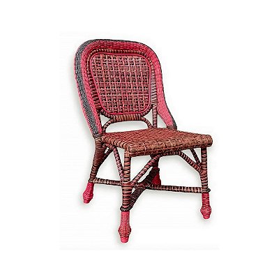Cadeira de junco trançada com vermelho