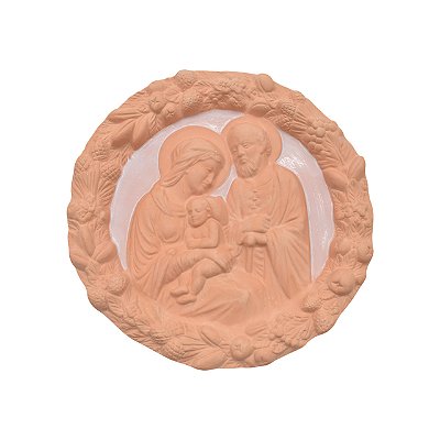 Placa Sagrada Família terracota e branco P