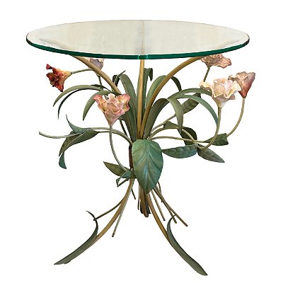 Mesa flor íris com tampo vidro