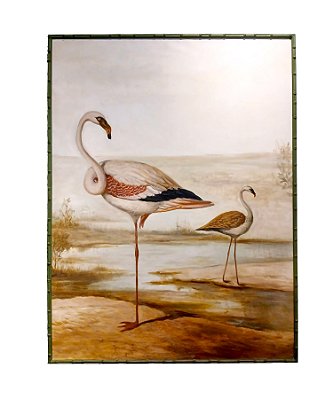Quadro dois flamingos pintura à óleo