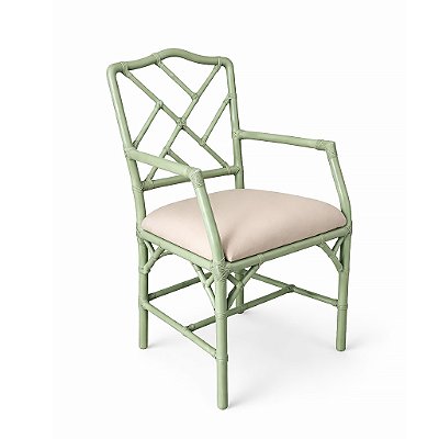 Cadeira faux bamboo estofada com braço