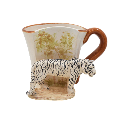 Caneca decorativa/vaso meia lua tigre