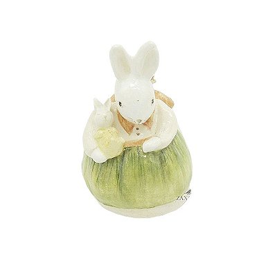 Mini Coelha de cerâmica com Bebê Zanatta Casa