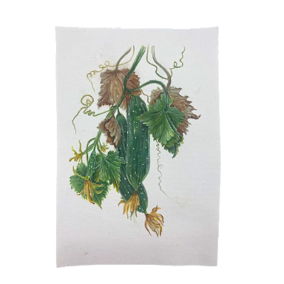 Tela pintada à mão pepino