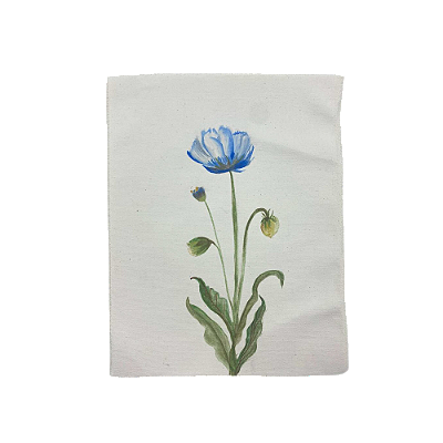 Tela pintada à mão flor azul