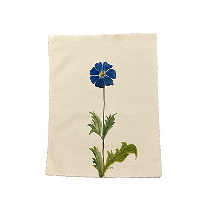 Tela pintada à mão flor azul grande
