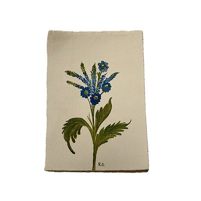 Tela pintada à mão flores azuis N1