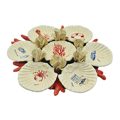 Petisqueira conchas com apliques de corais