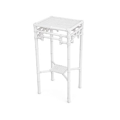 Mesinha alta quadrada branca bambu e buriti