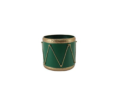 Enfeite Natal tambor verde em metal