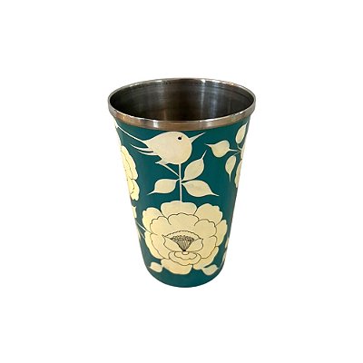 Copo de metal floral azul