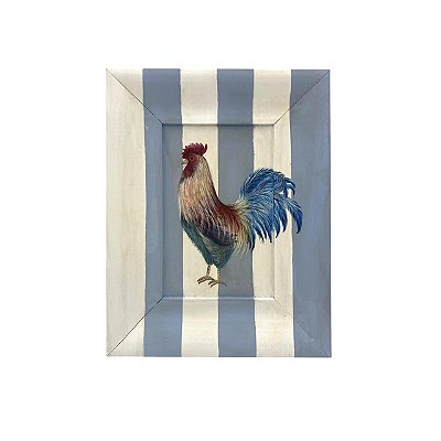 Quadrinho listrado azul e branco galinha